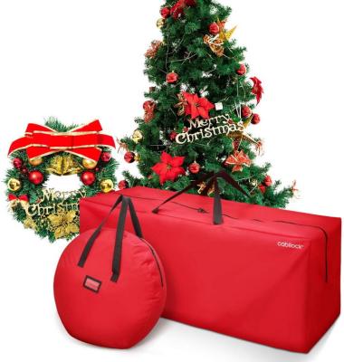 China 600D 2022 Oxford Cloth 600D Christmas Red Garland Storage Plastic Bag Christmas Tree Storage Bag for sale