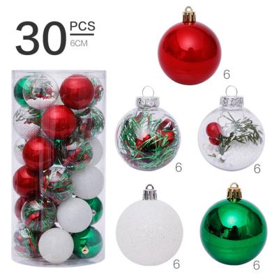 China 2021 Wholesale Plastic Ball Ornament 6cm 30pcs Transparent Christmas Tree DIY Clear Christmas Pet Ball Ornament PET Christmas Tree for sale