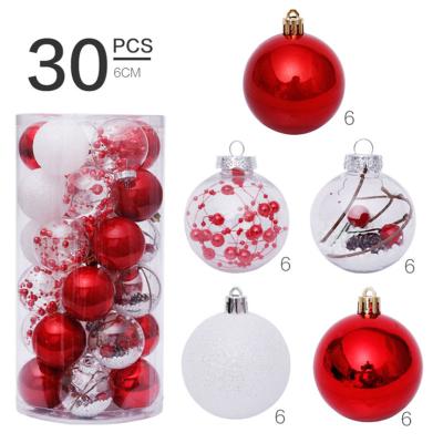 China 2021 6cm Transparent PET Clear 30pcs Hanging Christmas Tree Ornament Decoration Plastic Soft Ball for sale