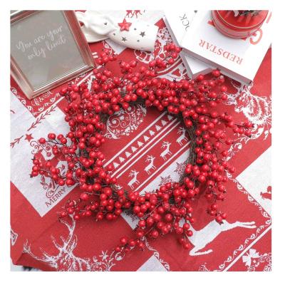 China Wholesale Promotional Christmas Party Festival Decoration Artificial Red Berry With Vine Wreath Natural Christmas Ornament For Party Wedding Decoration for sale