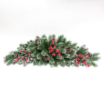 China 60cm PVC Door Decoration Customized Artificial Christmas Wreath With Pine Cone For Indoor Plastic Garland for sale