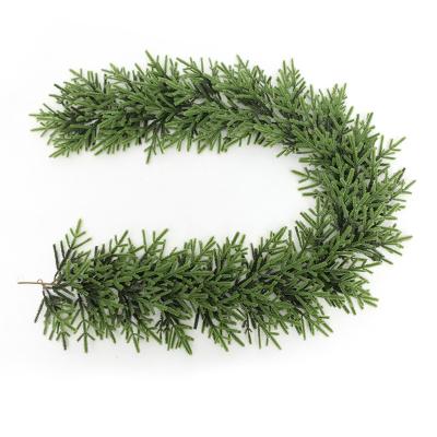 China 140CM144tips Christmas PLASTIC decoration supplies home decor plastic rattan PVC artificial green Christmas wreath for sale