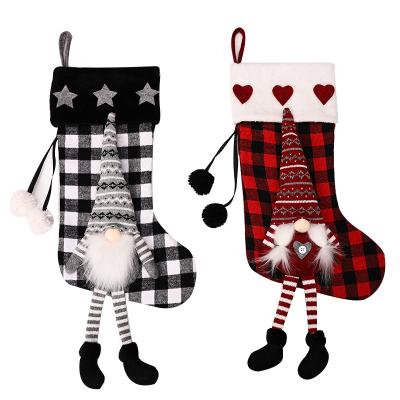 China 2021 Green Nonwoven Fabric Christmas Stocking Fleece 3D Christmas Elf Stocking Lovely With Legs Gift Bag Wholesale Christmas Tree Decorations for sale