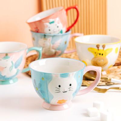 China Art Decor Jade-CER Porcelain Cartoon Cute Animal Cup Fruit Shape Ceramic Mug Hand Painting Underglaze Mug for sale