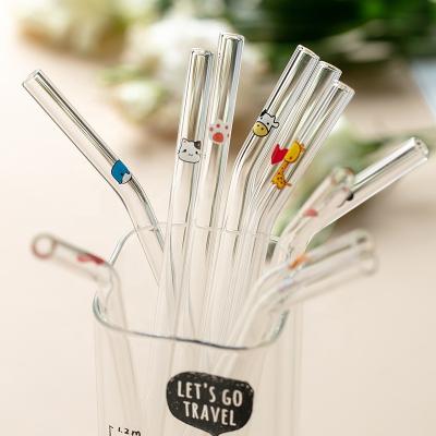 China Hot Sale Jade-CER Recyclable Lead Free Healthy Borosilicate Cartoon Drinking Glass Straw for sale