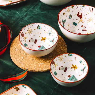 China Christmas Stocked Ceramic Dinnerware Jade-CER Set Luxury Christmas Dinnerware Set Bowl Dish for sale