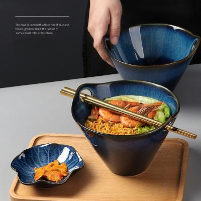 China Viable Hot Selling Ceramic Japanese Style Jade-CER Noodle Rice Ramen Bowl Bowl Set and Set of Two for sale