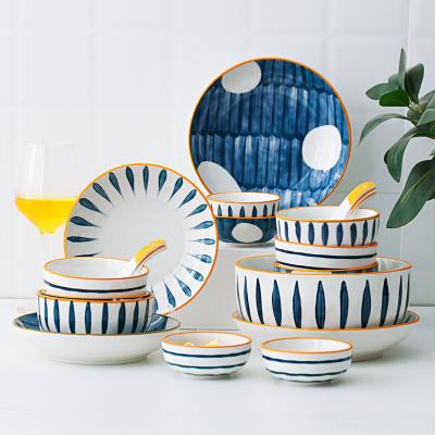 China Japan style wholeJade-CER Under Glazed Japanese Style Restaurant Marble Bowl Ceramic Dinnerware Sets Porcelain Dinnerware Dinnerware for sale