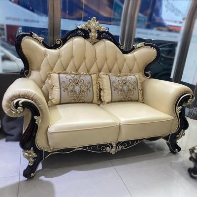 China Handcrafted Carved Wood Furniture Sofa Set Luxury Classic Leather Sofa Leather Sofa Living Room Furniture Bedroom for sale