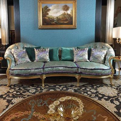 China Handcrafted Carved Royal Chairs and Sofa Luxury Italian Leather Living Room Wood Furniture Manufacture for sale