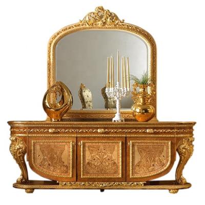 China Louis XV Style Gold Leaf Baroque Style Dining Room Furniture Handcrafted Solid Wood Classic Sideboard for sale