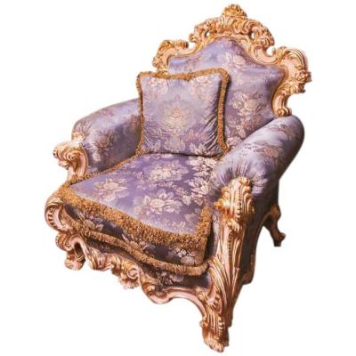 China Louis XV Luxury French Baroque Living Room Solid Wood Handcrafted Carved Solid Wood Sofa / High End Royal Armchair for sale