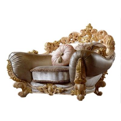 China Large baroque carved wood handcrafted carved sofa, fabric solid wood leather sofa, royal italian brand furniture for sale