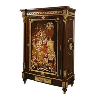 China Handcrafted Carved Wood Marquetry Inlaid Drawer Luxury European Style Dresser Living Room Furniture Chest England Style for sale