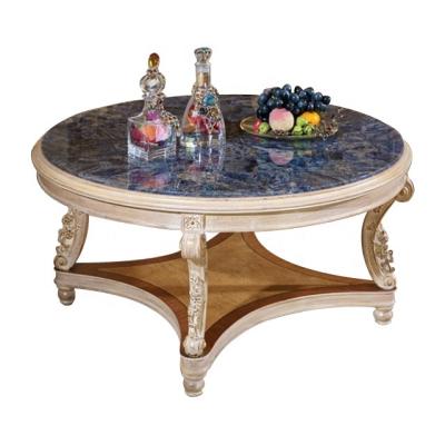 China French style carved wood grade hand made carved furniture living room marble wood gold luxury coffee table for sale