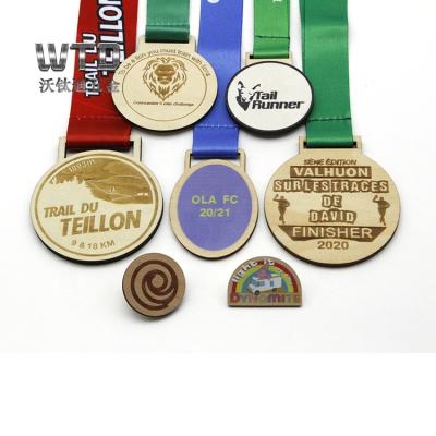 China China OEM Design Your Own Logo Custom Laser Engraving Wooden Medal For Race for sale