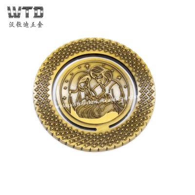 China China WTD 3-Dimension Antique Design Souvenir Challenge Coin Blank Metal Challenge Coin Sublimation for sale