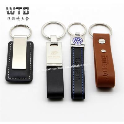 China WTD Iron Factory Price Custom Shaped Embossed Fashion Key Chain Black Printing Personalized Ring Leather Key for sale