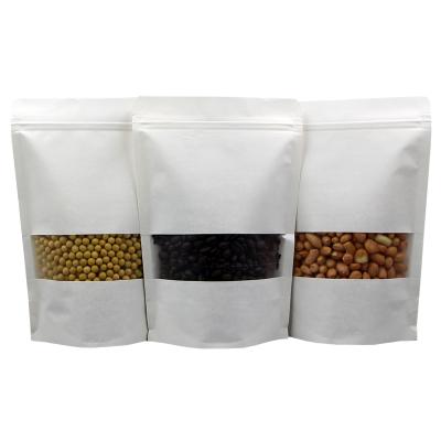 中国 Wholesales Eco-Friendly Recyclable Eco-Friendly Reusable Ziplock Kraft Paper Matte White Packaging Bags With Clear Window 販売のため