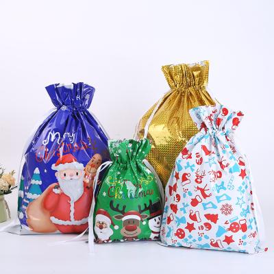 China Recyclable Custom Printed Plastic String Package Christmas Logo String Gift Wrapping Waterproof Goody Bag Te koop