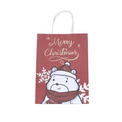 China Recyclable Custom Colored Printed Paper Christmas Gift Shopping Packet Packaging Bag for sale