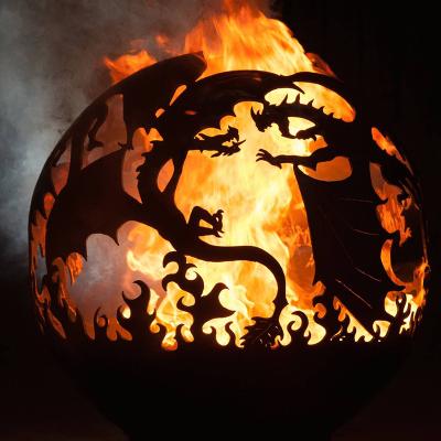 China Stocked fire pit sphere art handcraft steel globe for sale