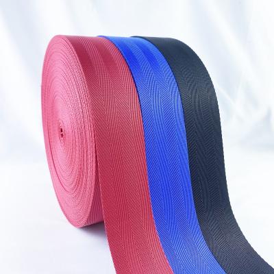 China Custom herringbone wide polyester webbing car baby seat belt webbing racing belt webbing color for sale