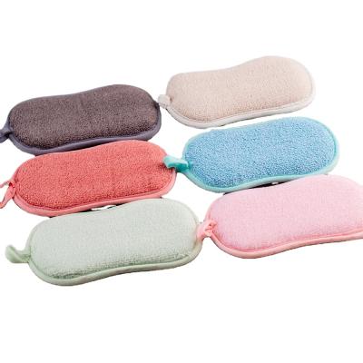 China Sustainable Scouring Pad Kitchen Magic Eraser Double Sided Microfiber Tableware Absorbent Sponge for sale