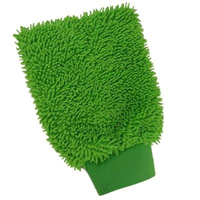 China 2021 Viable Magic Green Mini Microfiber Chenille Cleaning Mitt Car Wash Mitt for sale