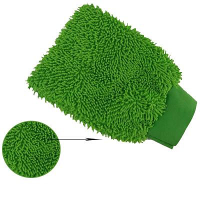 China 2021 Magic Green Mini Microfiber Chenille Cleaning Glove Multifunctional Mini Car Wash Mitt for sale