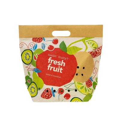 China Moisture Proof Fruit Kraft Paper Bags With Handle Brown Paper Bag With Custom Printed Logo Stand Up Packaging Bags for sale