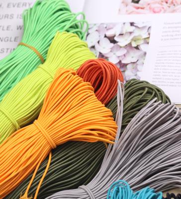 China Elastic Colorful Round Polyester Elastic Rope 1mm 1.5mm 2mm 3mm Braided Elastic Cords Twine for sale