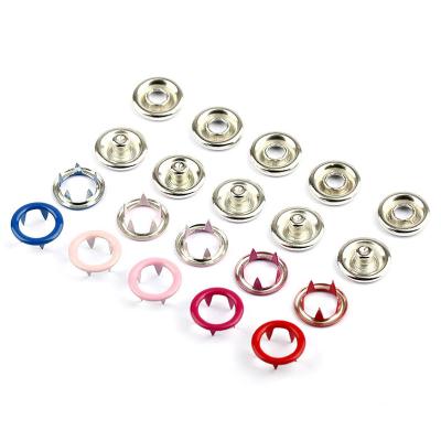 China Sustainable Five Prong Clasp Sew-on Snap Buttons Customized Brass Fork Ring Snap Button For Clothes for sale