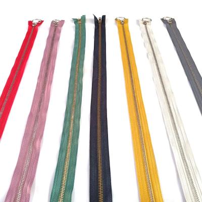 China Double Sliders Wholesale Garment Fancy Color End End Brass Zipper For Shoes, Boots for sale