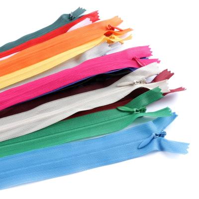 China Latest Wholesale Invisible Many Color Woven Tape Invisible Nylon Zipper for sale