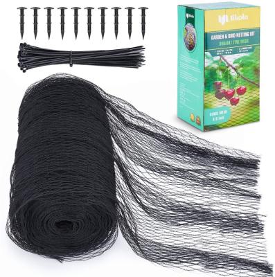 China 7.5x65ft Anti-bird black green PE diamond raschel garden knotless netting for anti bird netting pond netting for sale