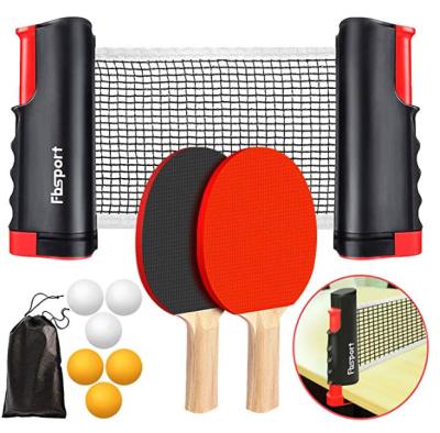 China Professional PE/Polyester Ping Pong Paddle Set with Retractable Net Bracket Holds Balls and Poles for sale