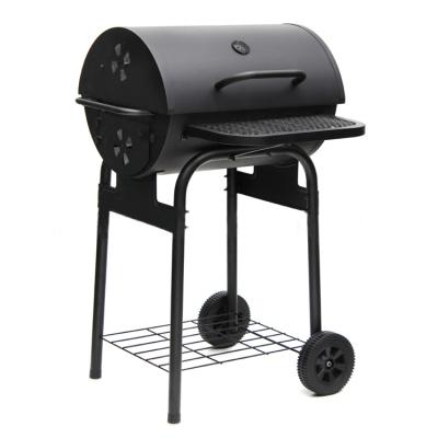 China Easily Assembled Black Charcoal Grill Barbecue BBQ Grill With Wheel And Side Table for sale