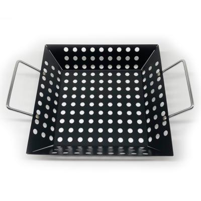 China Porcelaine-coated dustproof non-stick metal grill basket for grilling vegetables, fish and other seafood for sale