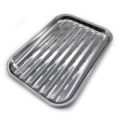 China Non Stick Rectangle Barbecue Grills Dustproof Punch Vegetable Seafood BBQ Serving Tray for sale