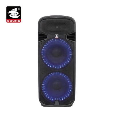 China Yes PS-12215LR100 Dual 15 Inch PA System Trolley Speaker Stage DJ Speaker Box (LED) With VHF for sale