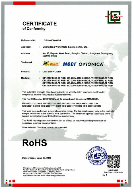 RoHS - Guangdong World Opto-Electronic Co., Ltd.