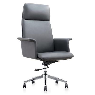 China High Back Height Adjustable Office Chair Black Leather Executive (Height) With Wheels for sale