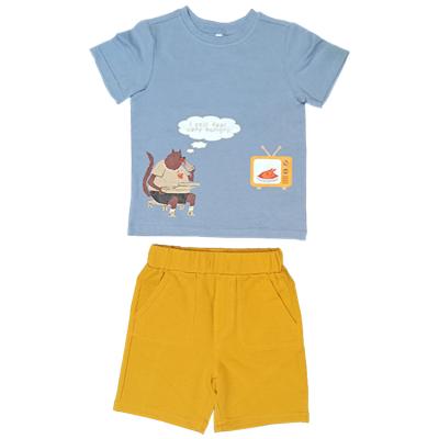 China New cotton casual pajamas summer children teenager suit boys and girls thin short sleeves clothes sets 2-15t copy for sale