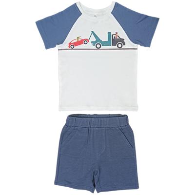 China Summer casual boys set 2020 new Korean children wear big children's boy's two-piece clothes T-shirt cartoon for sale