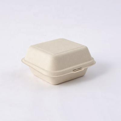 China Biodegradable Food Sugarcane Packing 6x6 Inch Eco Friendly Disposable Food Boxes Sustainable Burger Containers Tableware for sale