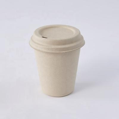 China Eco-Friendly Biodegradable Food Sugarcane Bagasse Tea Coffee Mug With Lid 8oz Viable Disposable Take Out Drink Cups for sale