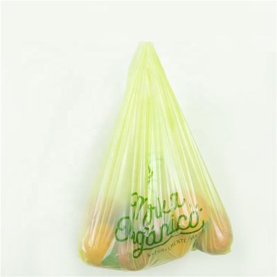 China Portable Sustainable Compostable Biodegradable PLA+PBAT Shopping Bag Cornstarch Plastic Packaging Biodegradable T-Shirt Carry Bag for sale