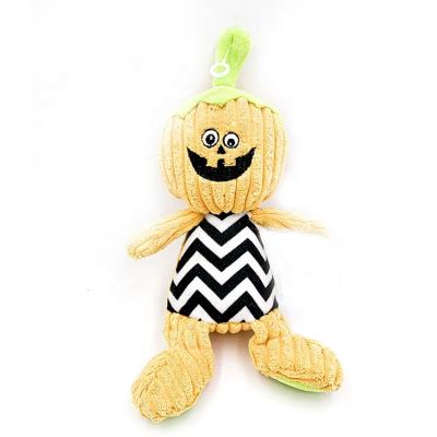 China Sustainable Pet Toys Halloween Squeaky Pumpkin Plush Stuffed Chew Dog Toys for sale