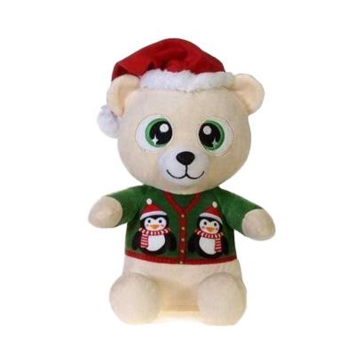 China Soft Plush Material Dog Stuffed Animal Dog Toy With Christmas Hat for sale